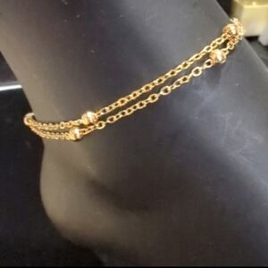 Ankle Bracelet Double Chain Intriguing Fashion Jewelry Gold
